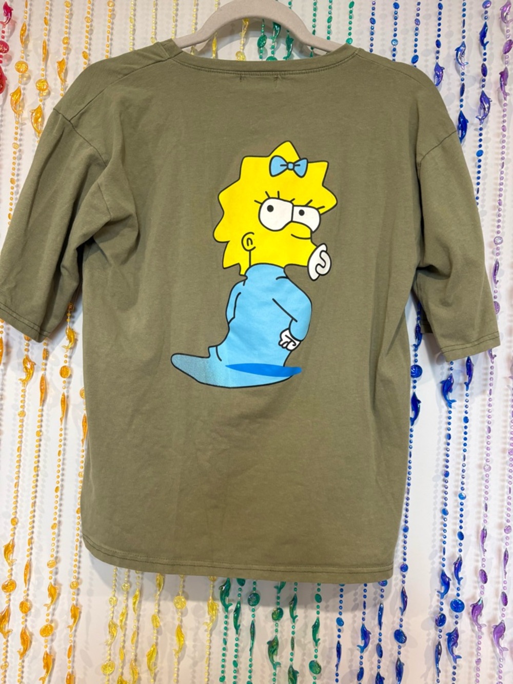 VINTAGE The Simpsons Olive Green Graphic Tee Shirt